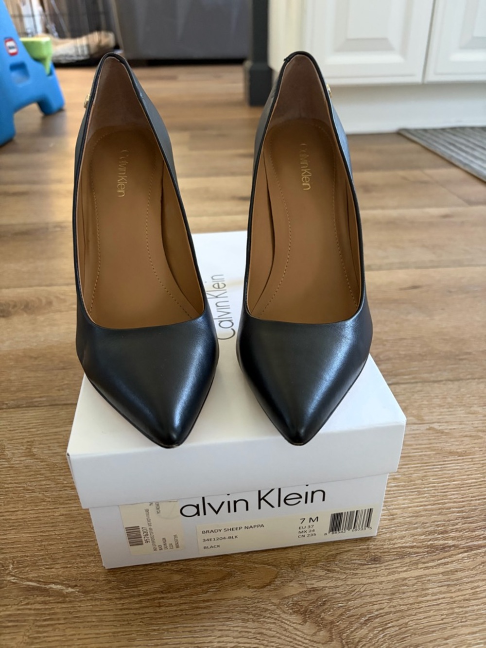 Calvin Klein Black Pointed Leather Heels